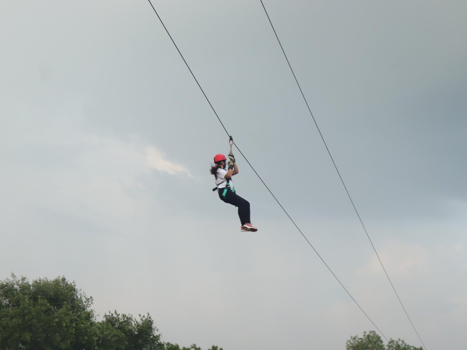 Guest mid-air on the bungee ejection at Elevate