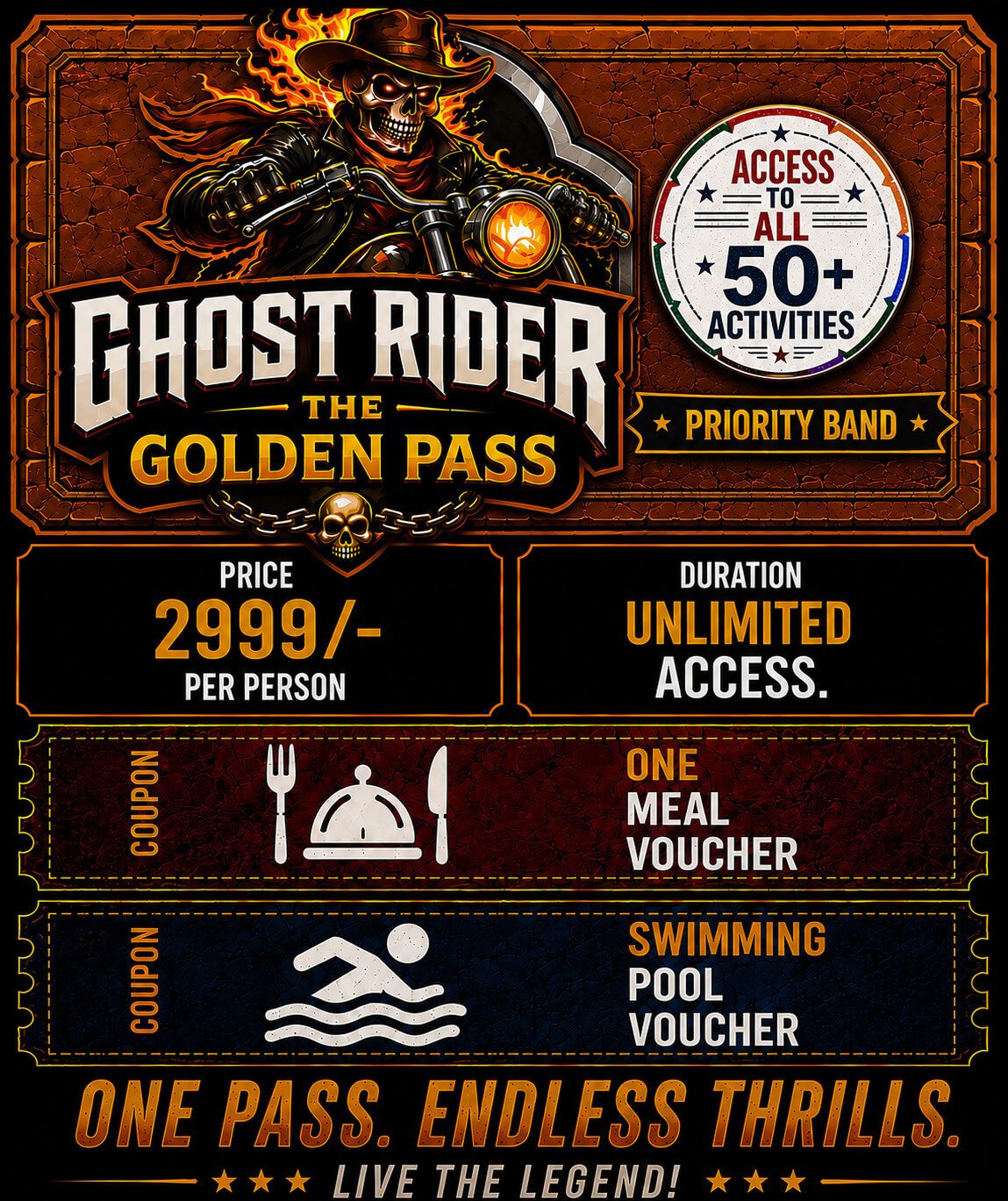 Ghost Rider — The Golden Pass — Access to All 50+ Activities, ₹2,999 per person