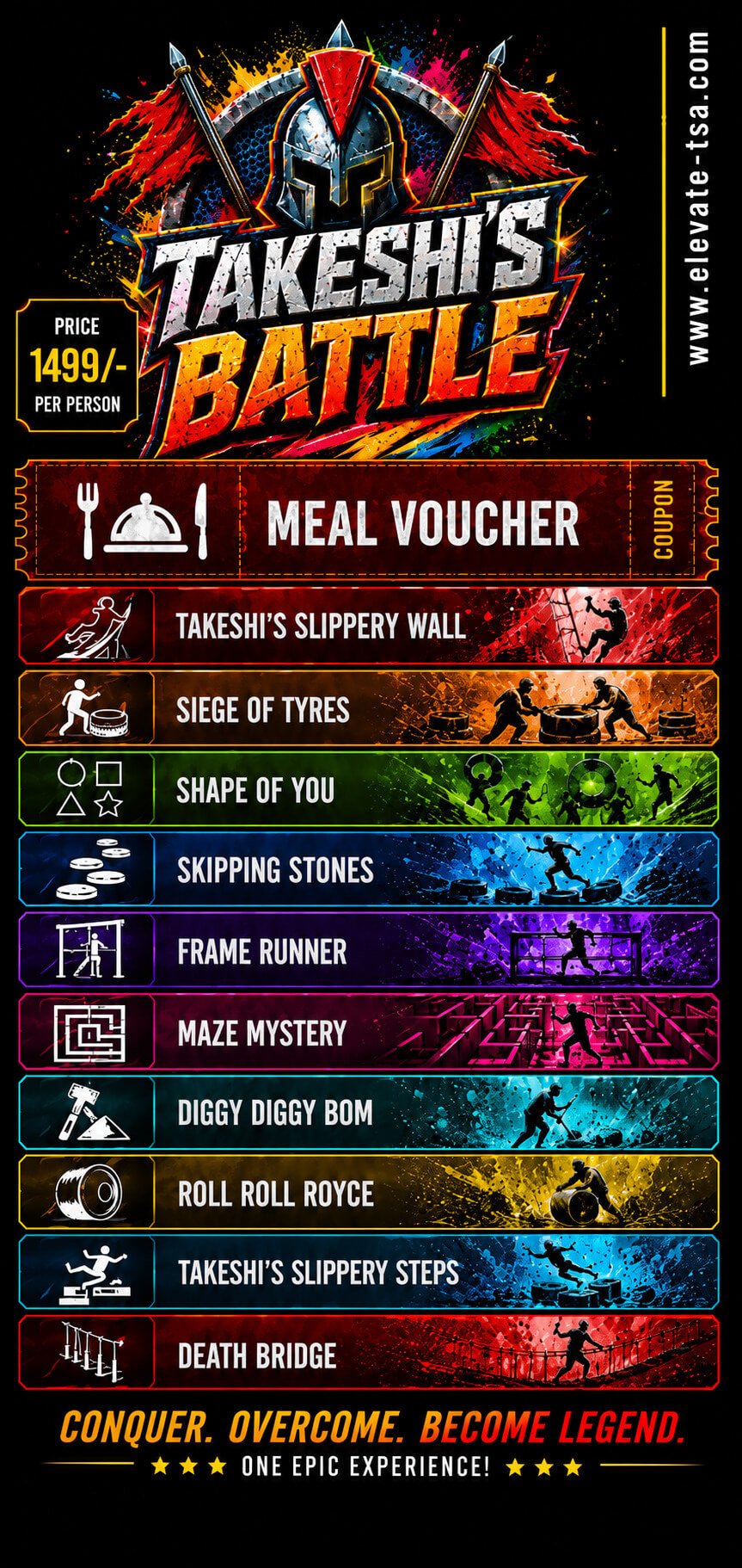 Takeshi’s Battle — 11 Castle Challenges + Meal, ₹1,499 per person